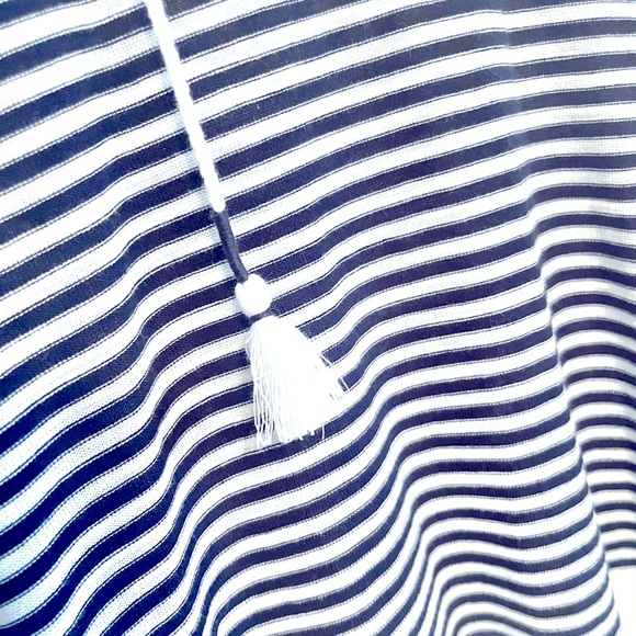 NWT - Loft Navy Blue Striped Top w/Tassels - Size Small - Picture 3 of 6